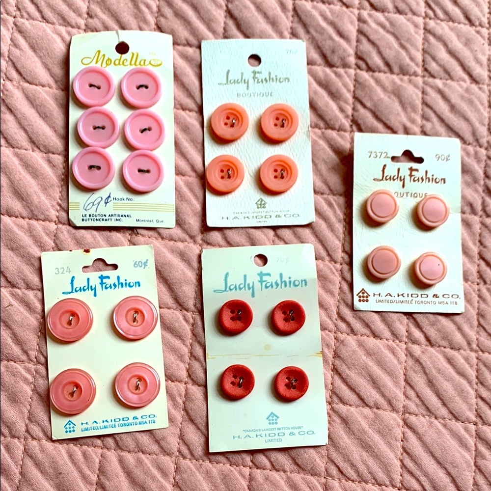 VINTAGE  70,- Modella & Judy Buttons Sets - Pink Buttons